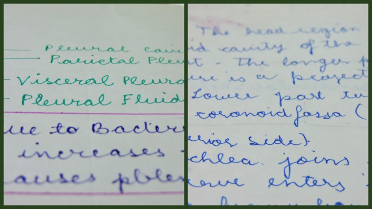 Right hand writing. (Left) Left hand writing. (Right)